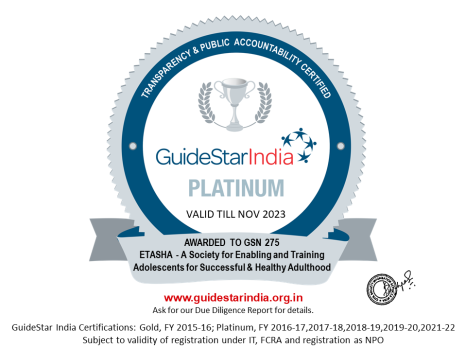 Guide Star India Platinum award 2022 won by ETASHA Society